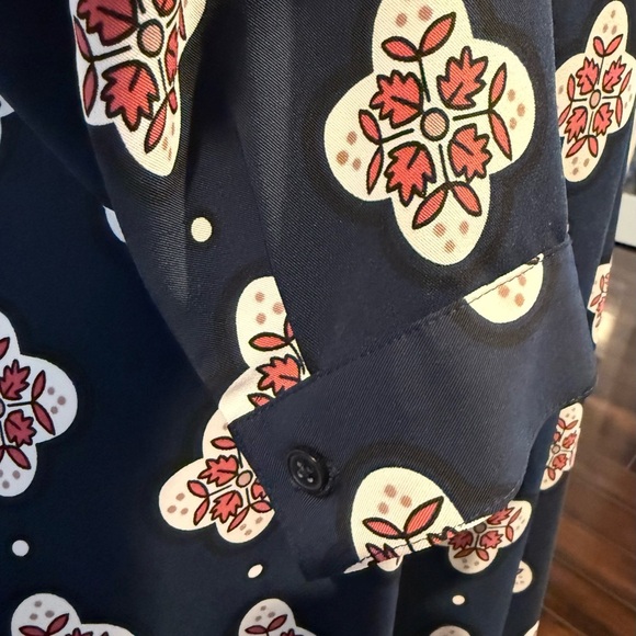 Loft Navy Blue w/Geometric Pattern Shift Dress - Picture 4 of 5